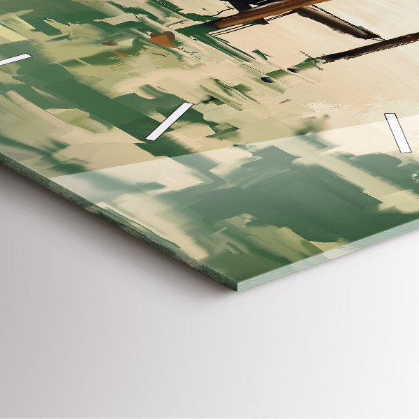 Skleněné hodiny čtvercové Rybářské lodě v přístavu