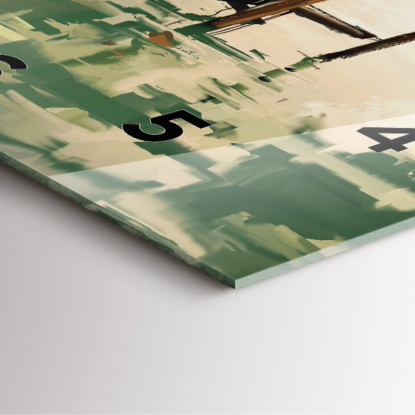 Skleněné hodiny čtvercové Rybářské lodě v přístavu