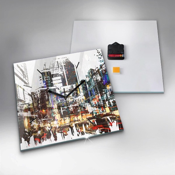 Skleněné hodiny čtvercové New York