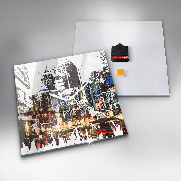 Skleněné hodiny čtvercové New York