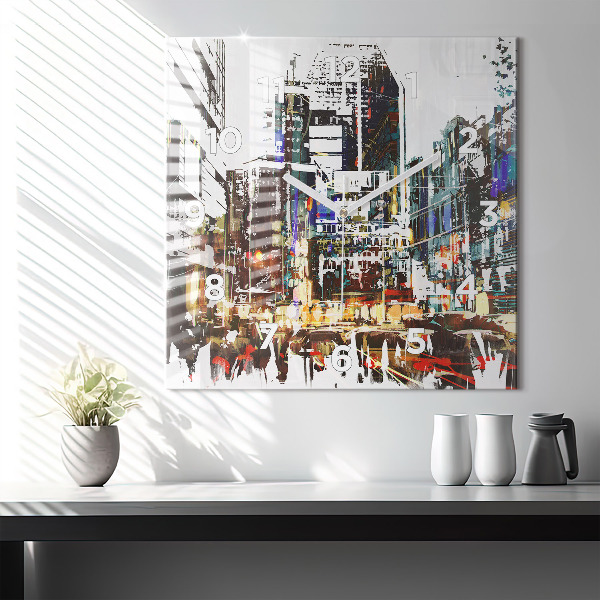 Skleněné hodiny čtvercové New York