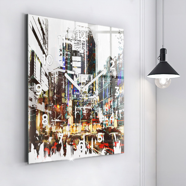 Skleněné hodiny čtvercové New York