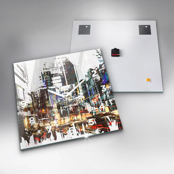 Skleněné hodiny čtvercové New York