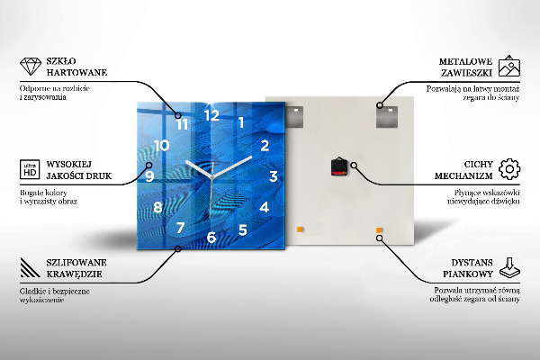 Skleněné hodiny čtvercové New York