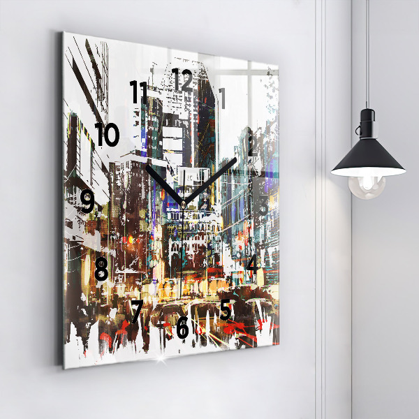 Skleněné hodiny čtvercové New York
