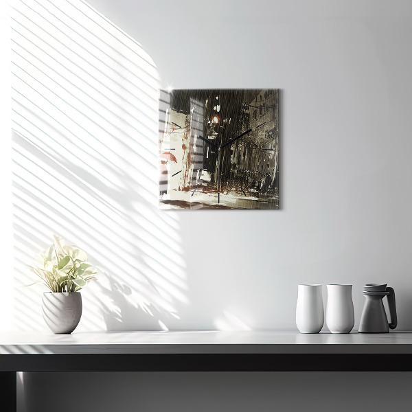 Skleněné hodiny čtvercové Žena v deštivé noci