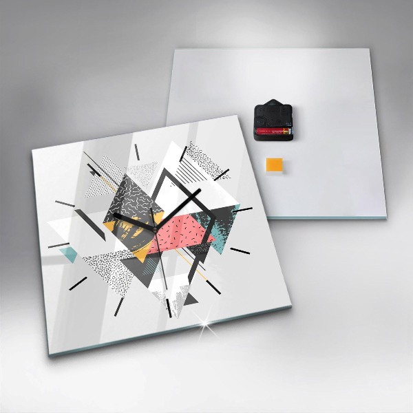Skleněné hodiny čtvercové Geometrický vzor