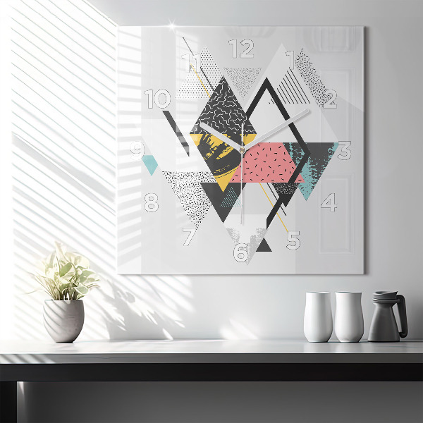 Skleněné hodiny čtvercové Geometrický vzor