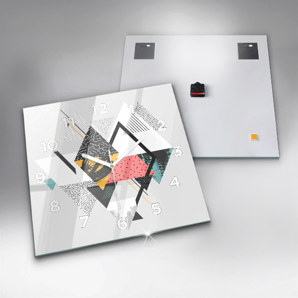 Skleněné hodiny čtvercové Geometrický vzor