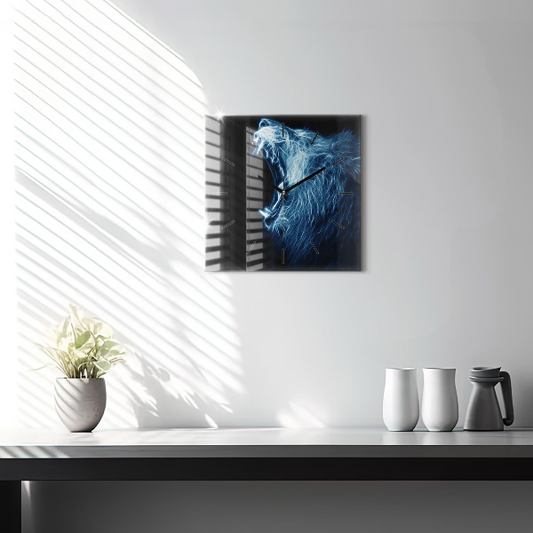 Skleněné hodiny čtvercové Divoký lev