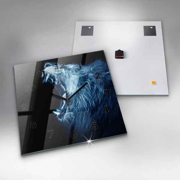 Skleněné hodiny čtvercové Divoký lev