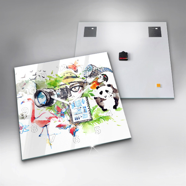 Skleněné hodiny čtvercové Zoolog