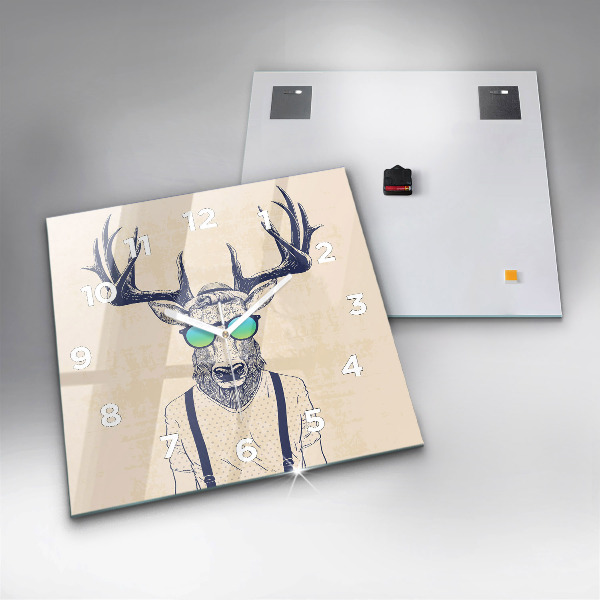 Skleněné hodiny čtvercové Abstraktní jelen