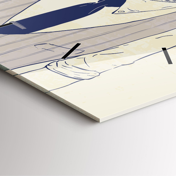 Skleněné hodiny čtvercové Muž s plnovousem