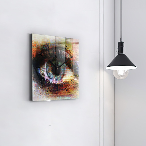 Skleněné hodiny čtvercové Pouliční umění Oko
