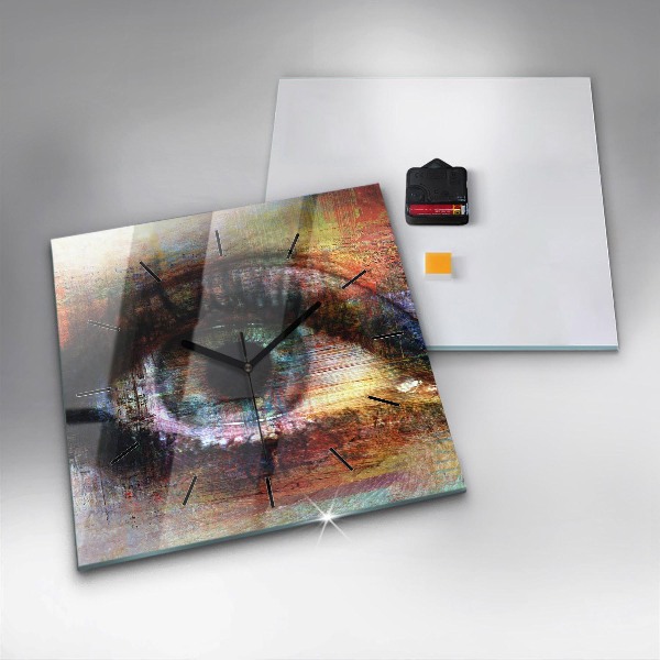 Skleněné hodiny čtvercové Pouliční umění Oko