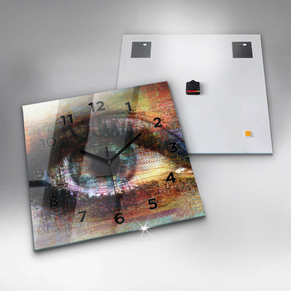 Skleněné hodiny čtvercové Pouliční umění Oko