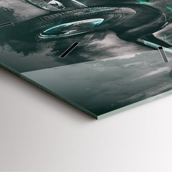 Skleněné hodiny čtvercové Old-School auto