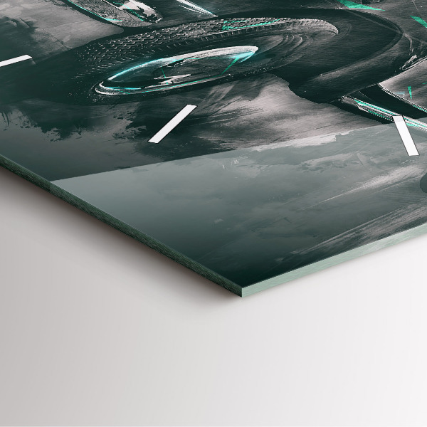 Skleněné hodiny čtvercové Old-School auto