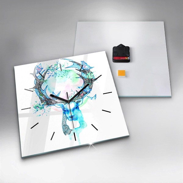 Skleněné hodiny čtvercové Ilustrace jelena