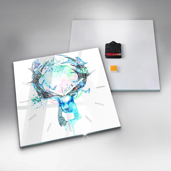 Skleněné hodiny čtvercové Ilustrace jelena