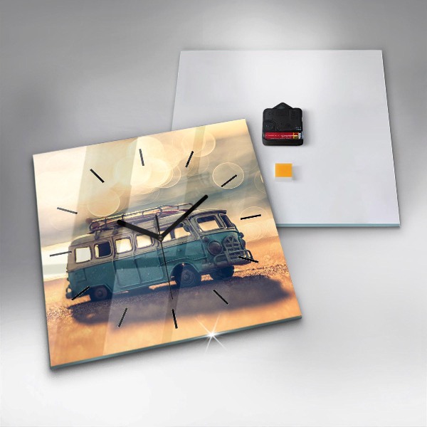 Skleněné hodiny čtvercové Táborník na pláži