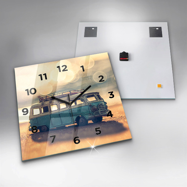 Skleněné hodiny čtvercové Táborník na pláži