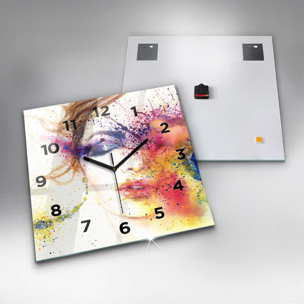 Skleněné hodiny čtvercové Portrét tajemné ženy