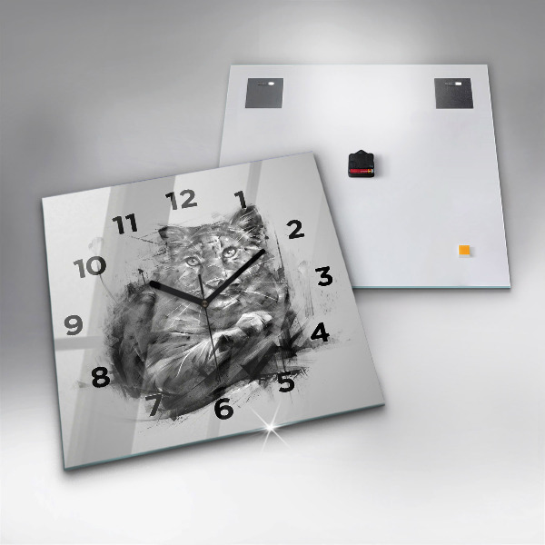 Skleněné hodiny čtvercové Malovaný lev