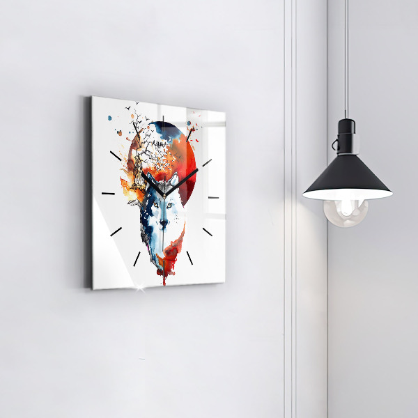 Skleněné hodiny čtvercové Vlk a plnost