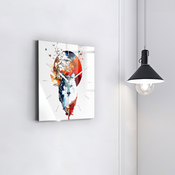 Skleněné hodiny čtvercové Vlk a plnost