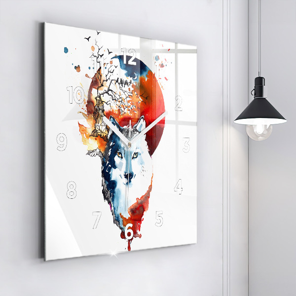 Skleněné hodiny čtvercové Vlk a plnost