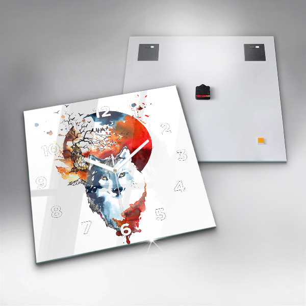 Skleněné hodiny čtvercové Vlk a plnost