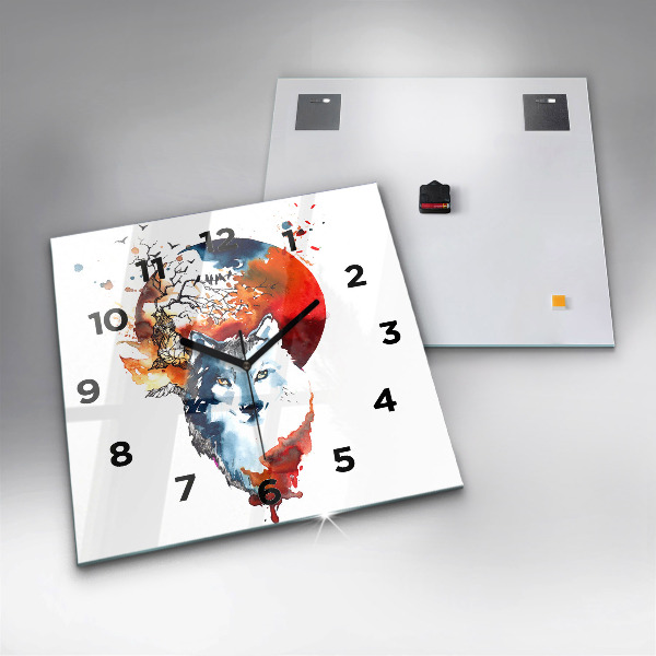 Skleněné hodiny čtvercové Vlk a plnost