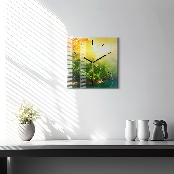 Skleněné hodiny čtvercové Klidná příroda