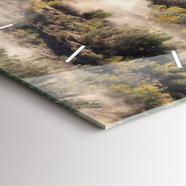 Skleněné hodiny čtvercové Stádo splašených koní