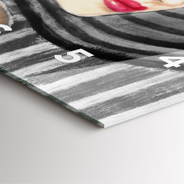 Skleněné hodiny čtvercové Žena v černé a bílé