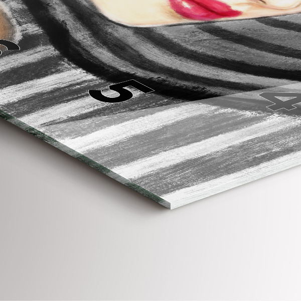 Skleněné hodiny čtvercové Žena v černé a bílé