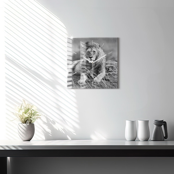 Skleněné hodiny čtvercové Abstraktní - Lev