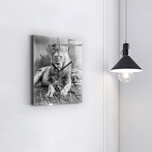 Skleněné hodiny čtvercové Abstraktní - Lev