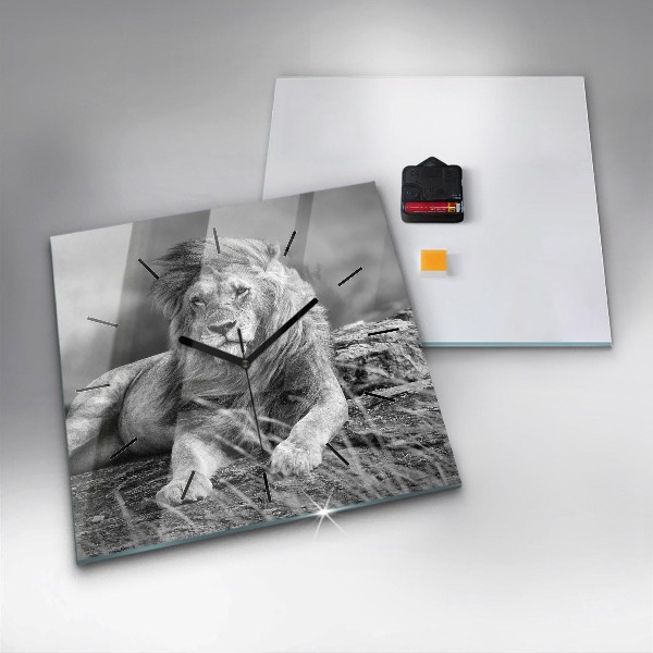 Skleněné hodiny čtvercové Abstraktní - Lev