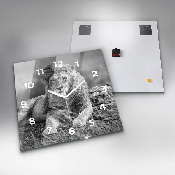 Skleněné hodiny čtvercové Abstraktní - Lev