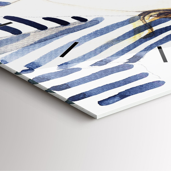 Skleněné hodiny čtvercové Tvář s brýlemi a kloboukem