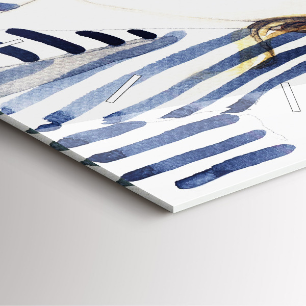 Skleněné hodiny čtvercové Tvář s brýlemi a kloboukem