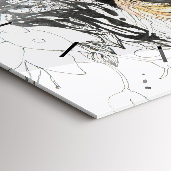 Skleněné hodiny čtvercové Abstraktní tvář ženy