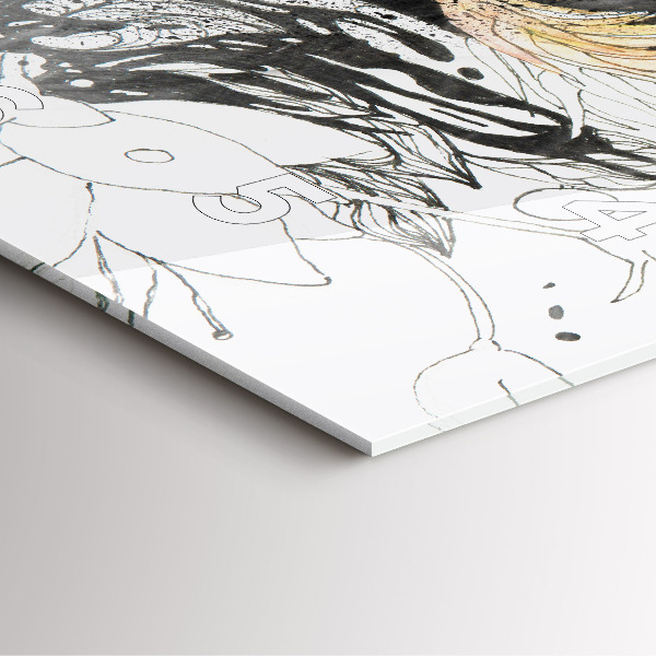 Skleněné hodiny čtvercové Abstraktní tvář ženy