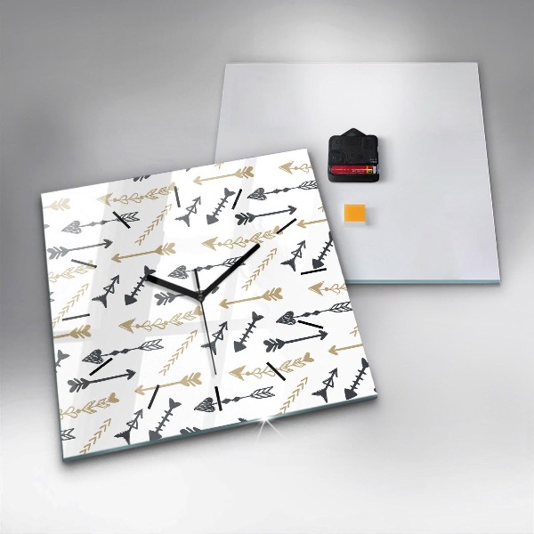 Skleněné hodiny čtvercové Geometrický hipsterský vzor