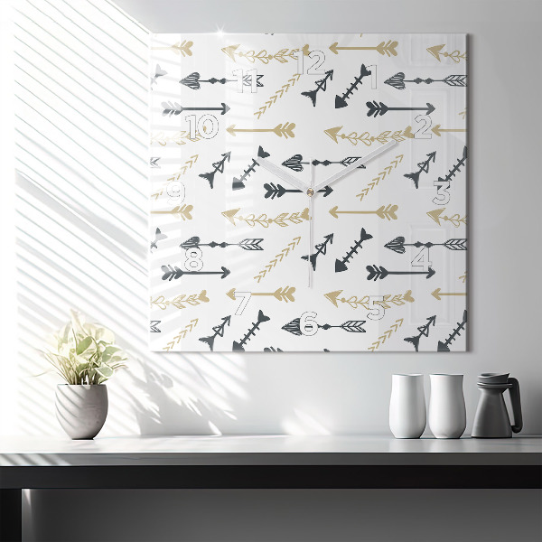 Skleněné hodiny čtvercové Geometrický hipsterský vzor