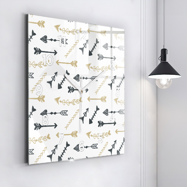 Skleněné hodiny čtvercové Geometrický hipsterský vzor