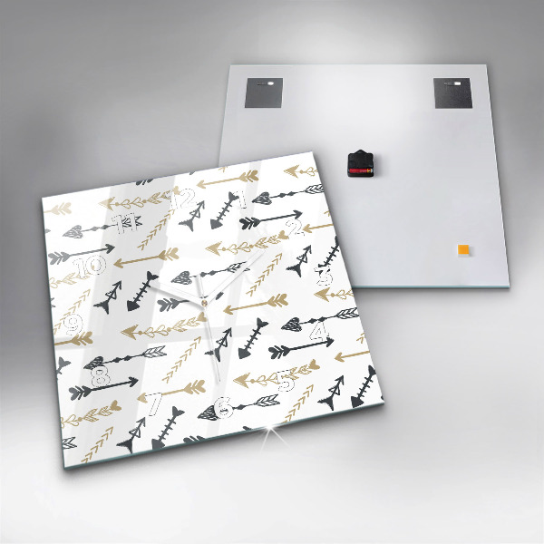 Skleněné hodiny čtvercové Geometrický hipsterský vzor